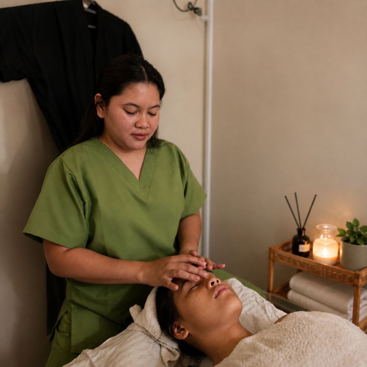 A massage treatment in progress at Amani Wellness Spa